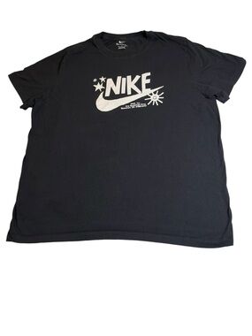 Nike Black T-Shirt with White Retro Swoosh Graphic